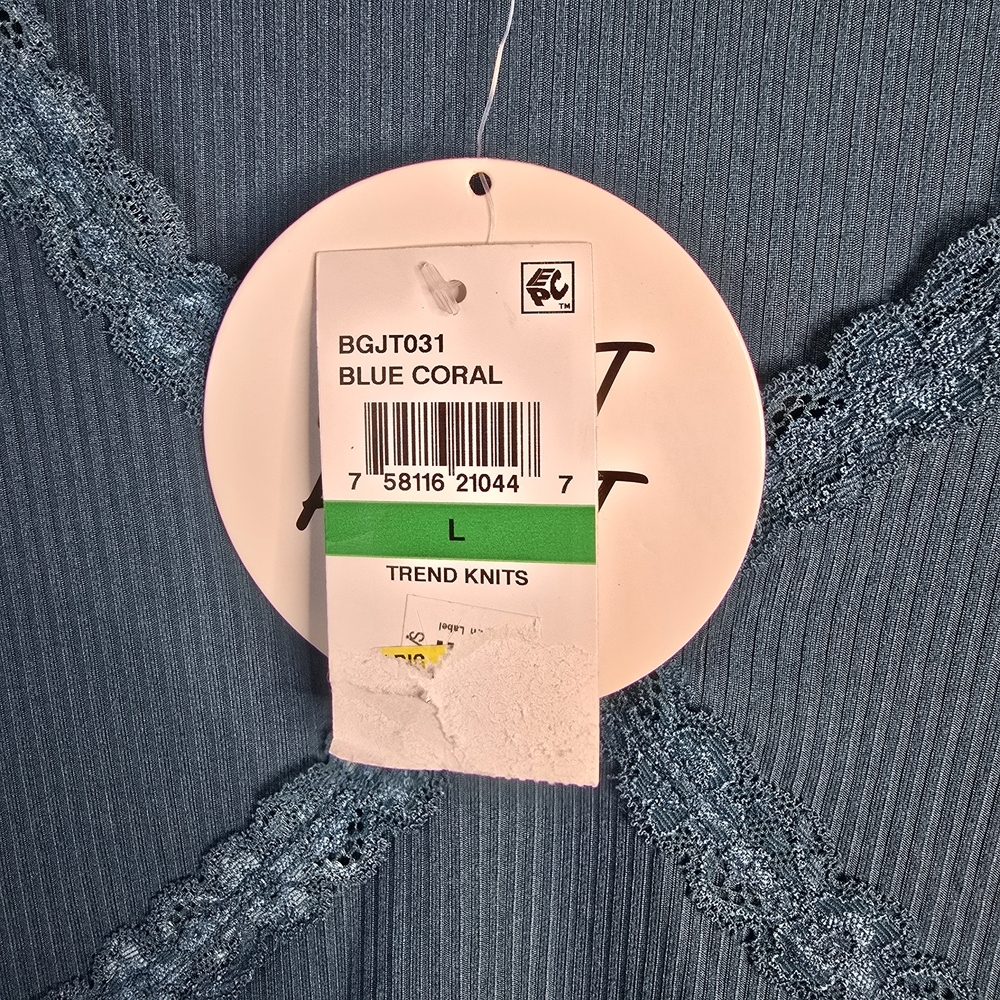 NWT Planet Heart Teal Shortsleeve Lace Detail Causal Vneck Top Womens Size Large - Picture 4 of 5
